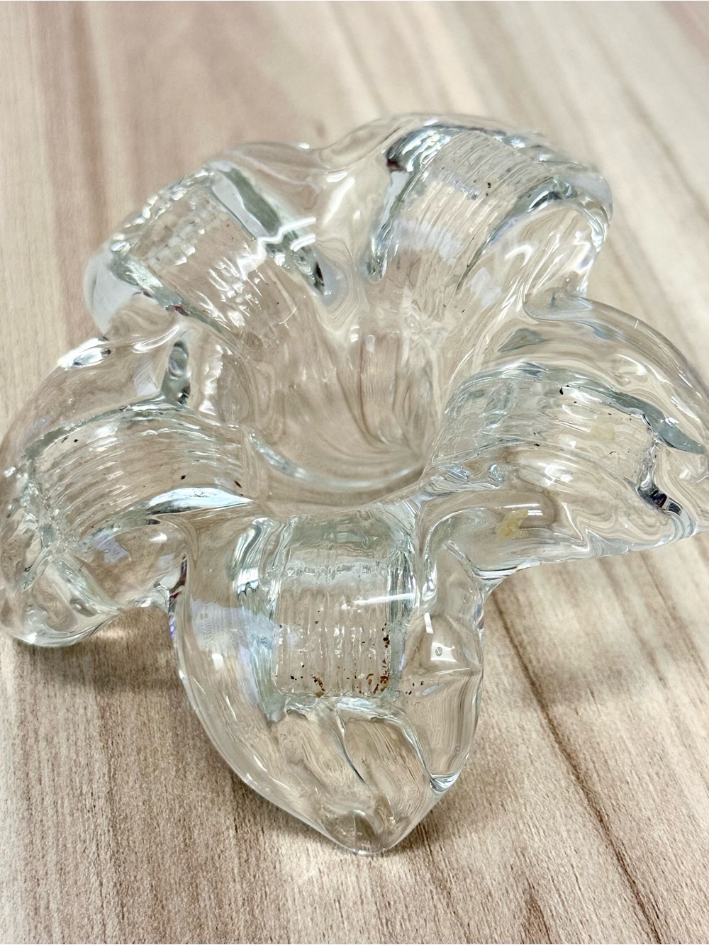 Vintage Two's Company Hand Blown Glass Lily Flower  Paperweight Clear Home Decor